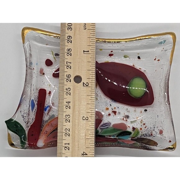 Hand made Fused Art Glass Soap Fish Dish / Sea Water Nautical Motif - Picture 3 of 7